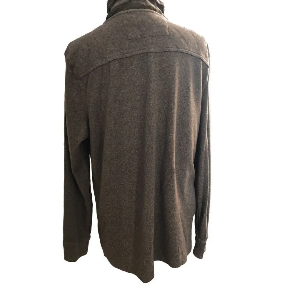 Banana Republic gray pullover with 3/4 zipper and quilted shoulder accent